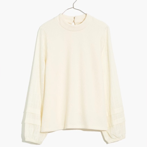 Madewell Weavemix Mockneck Bubble-Sleeve Top size small - Picture 3 of 11